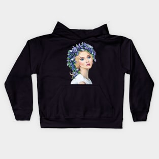 Girl with the Purple Flower Crown Kids Hoodie